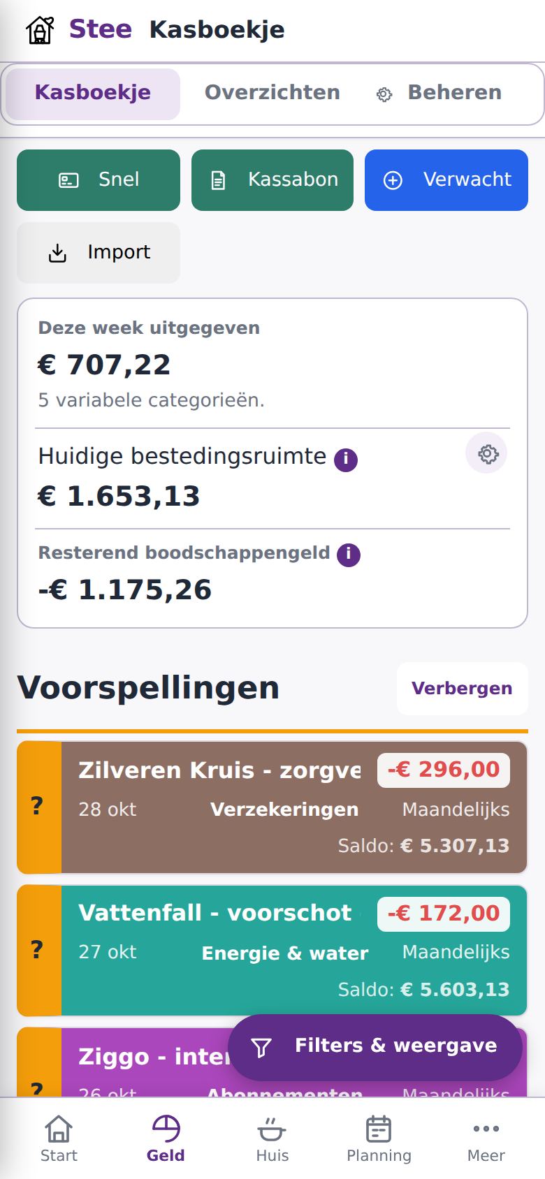 Kasboekje op de telefoon